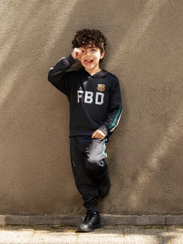 Conjunto Infantil Blusa com Capuz e Calça Helanca Football