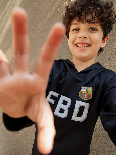 Conjunto Infantil Blusa com Capuz e Calça Helanca Football