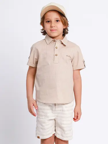 Conjunto Infantil Bata e Bermuda Sarja Nature
