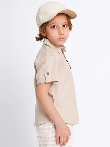 Conjunto Infantil Bata e Bermuda Sarja Nature