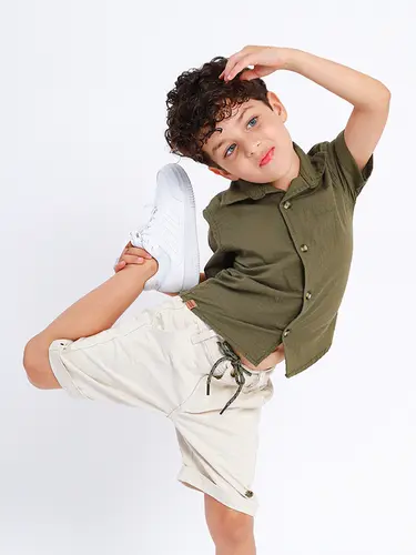Conjunto Infantil Camisa e Bermuda Sarja Brand