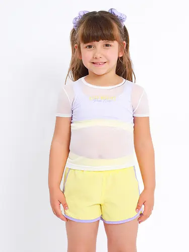 Trijunto Blusa e Top C/ Shorts Infantil Manga Curta