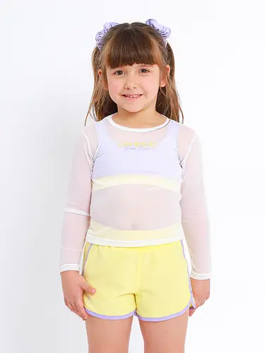 Trijunto Blusa e Top C/ Shorts Infantil Manga Longa