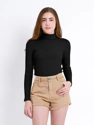 Blusa Canelada Gola Alta Teen