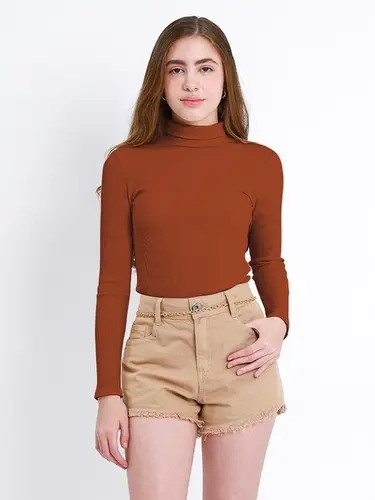 Blusa Canelada Gola Alta Teen