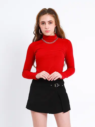 Blusa Canelada Gola Alta Teen
