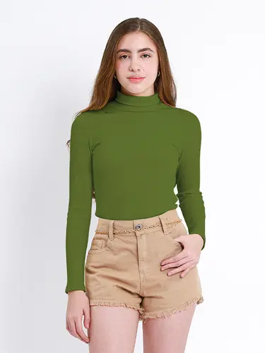 Blusa Canelada Gola Alta Teen