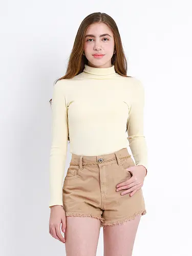 Blusa Canelada Gola Alta Teen