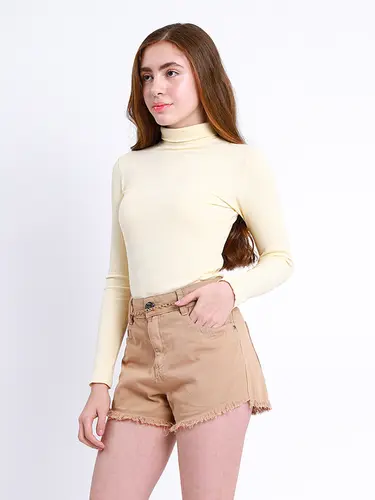 Blusa Canelada Gola Alta Teen
