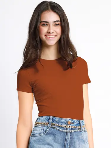 Blusa Canelada Basic Manga Curta