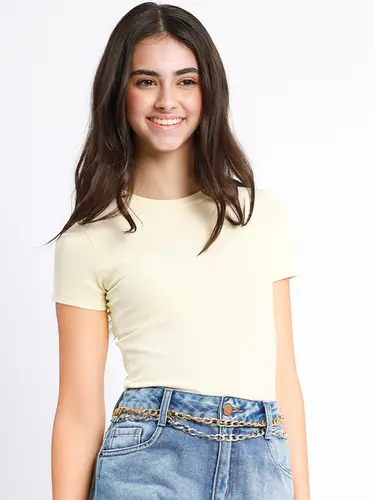Blusa Canelada Basic Manga Curta
