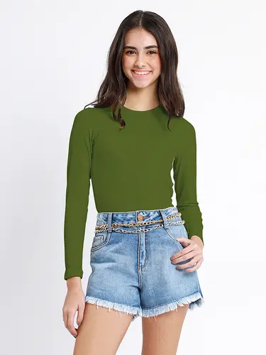 Blusa Canelada Basic Manga Longa