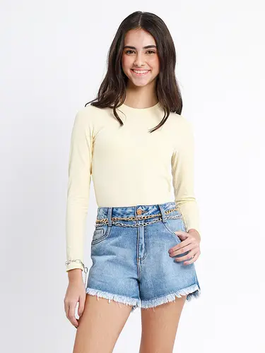 Blusa Canelada Basic Manga Longa