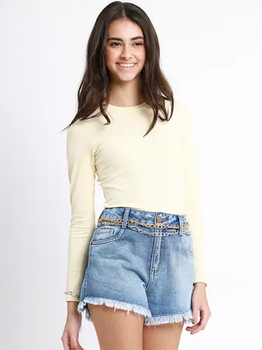 Blusa Canelada Basic Manga Longa