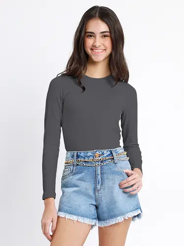 Blusa Canelada Basic Manga Longa