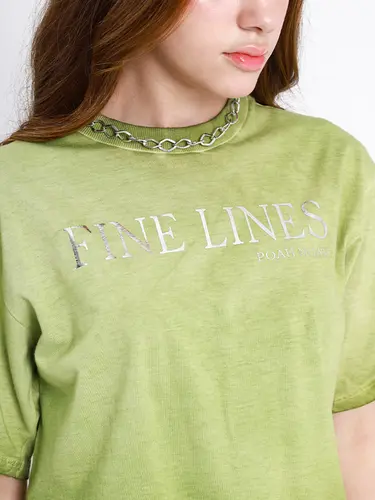 T-Shirt Cropped Fine Lines Stone