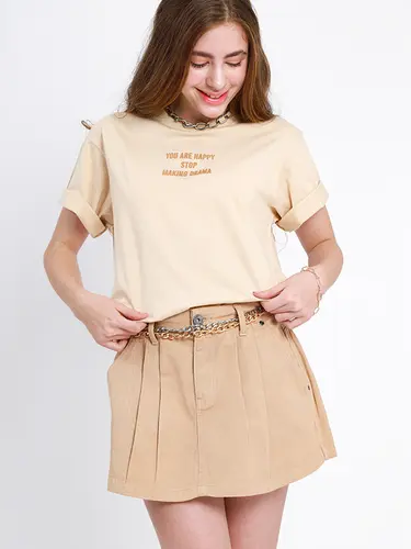 Shorts Saia Sarja com Pregas Stone