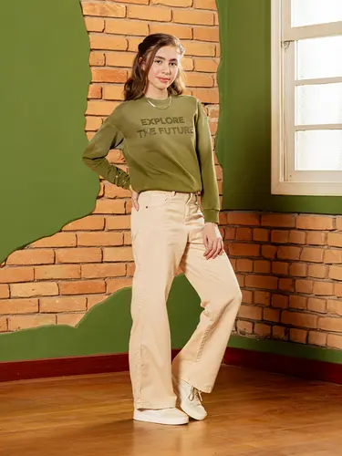Calça Sarja Wide Leg Color