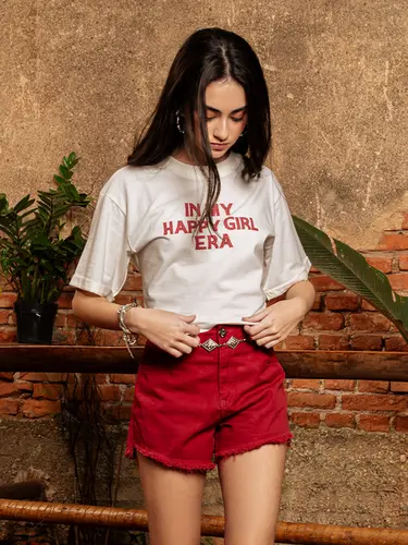Shorts Sarja Cintura Alta Color