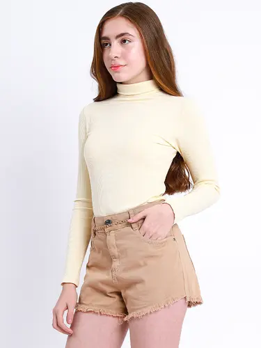 Shorts Sarja Cintura Alta Color