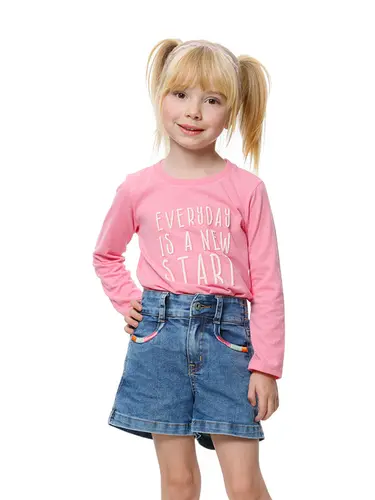 Conjunto Blusa e Shorts Jeans Infantil Everyday