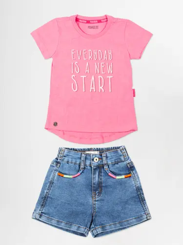 Conjunto Blusa e Shorts Jeans Infantil Everday
